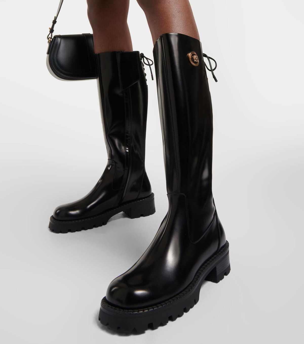 atelier versace patent leather gogo boots