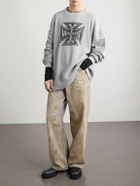 VETEMENTS - Printed Waffle-Knit Cotton Sweater - Gray