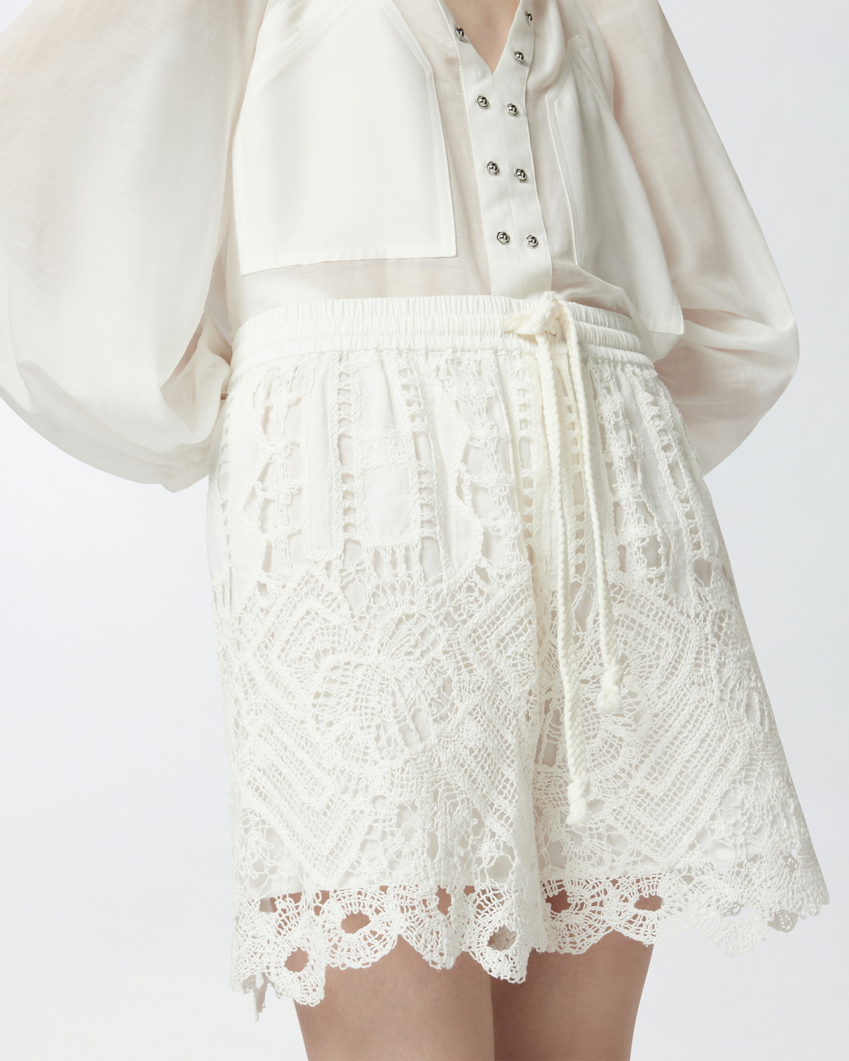 Pinko Macramé Shorts With Openwork Snow White