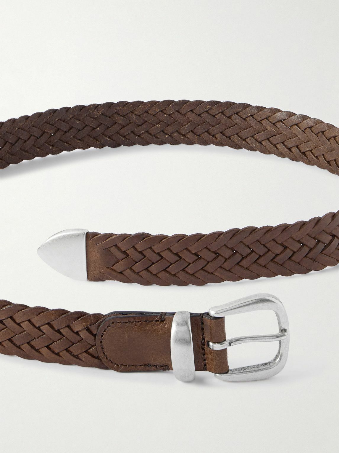 Anderson's - 3cm Woven Leather Belt - Brown