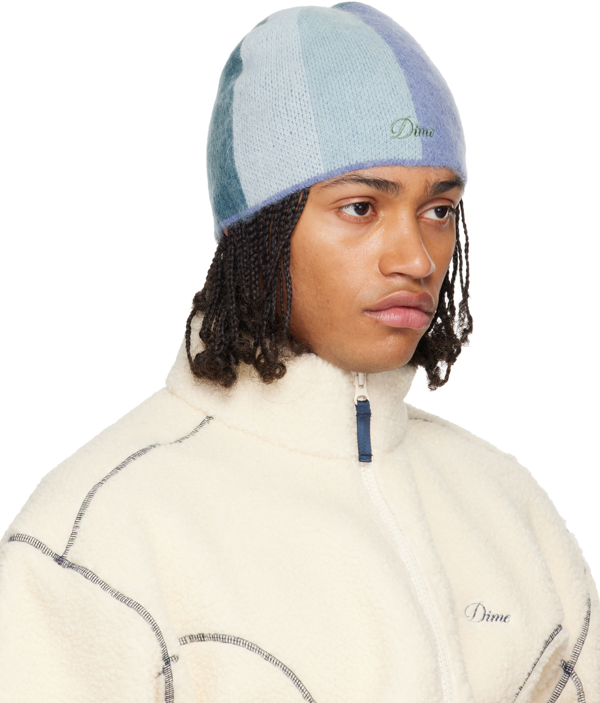 Dime Blue Mohair Skully Beanie