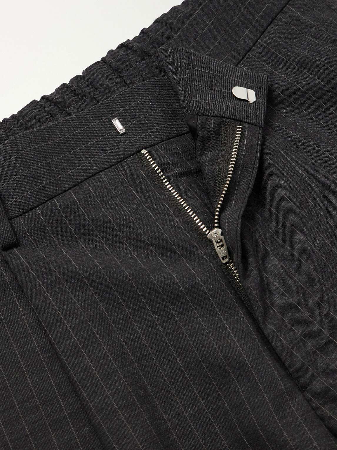 NN07 - Kay 10037 Straight-Leg Pleated Pinstriped Woven Trousers - Gray