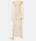 Blumarine Asymmetric ruffled chiffon dress