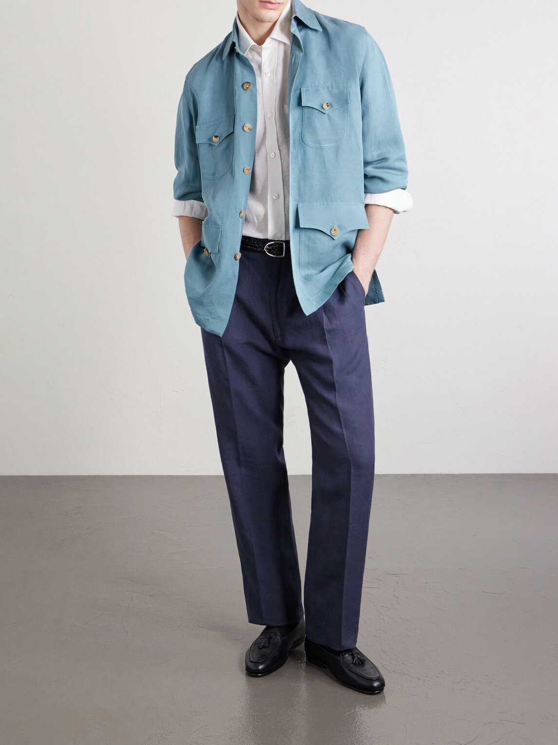 Rubinacci - Ciro Straight-Leg Linen Suit Trousers - Blue