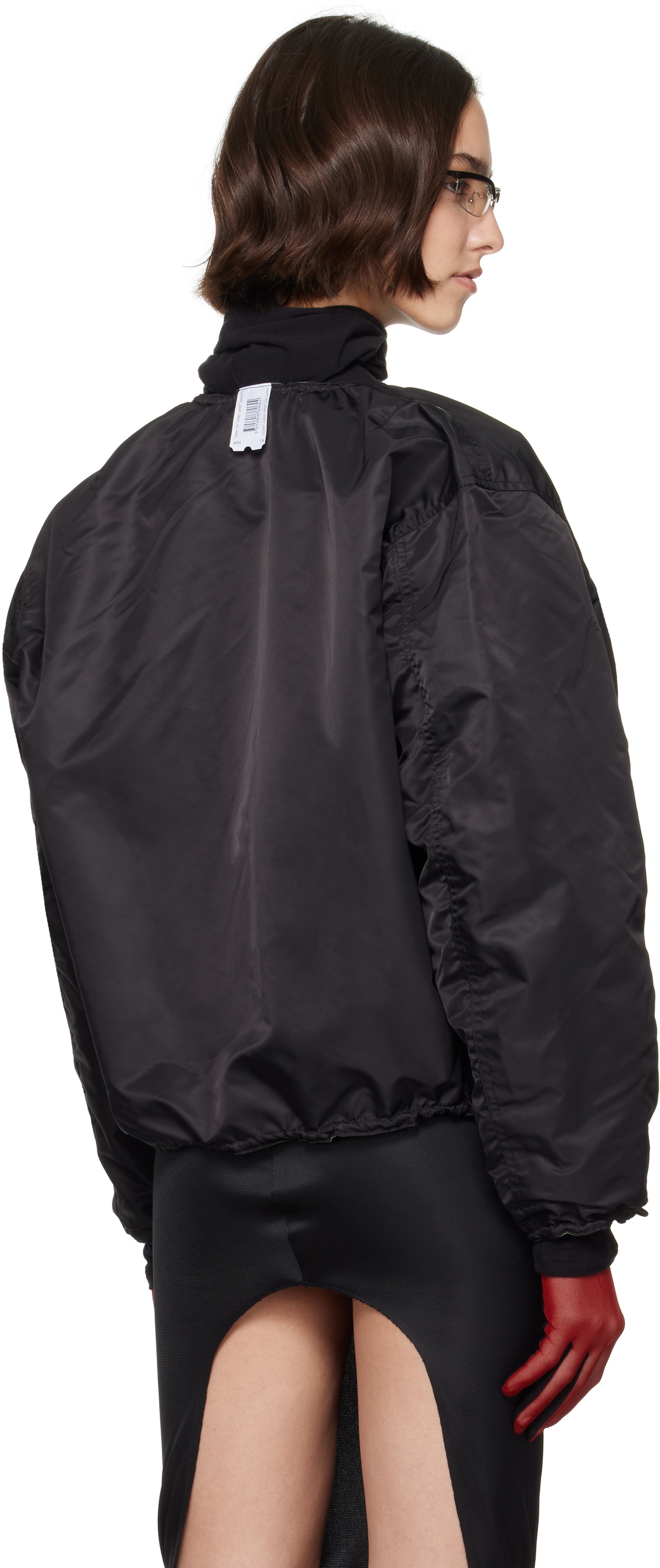 Prototypes Black Nylon Reversible Bomber Jacket