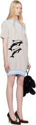 Ashley Williams Blue & Gray Dolphins Knit Minidress