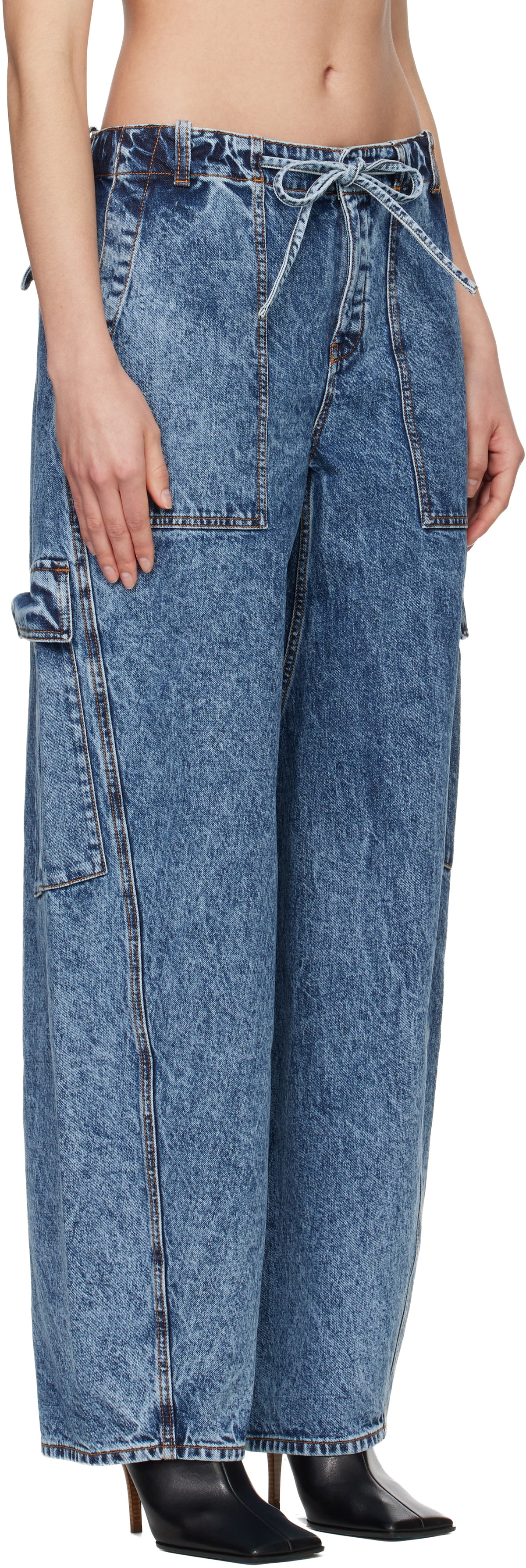 ALAÏA Blue Cargo Jeans