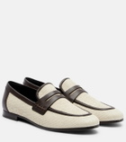 Brunello Cucinelli Woven leather-trimmed penny loafers