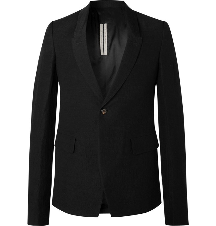 Photo: Rick Owens - Black Slim-Fit Wool-Blend Seersucker Suit Jacket - Black
