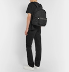 SAINT LAURENT - Leather-Trimmed Embroidered Canvas Backpack - Black