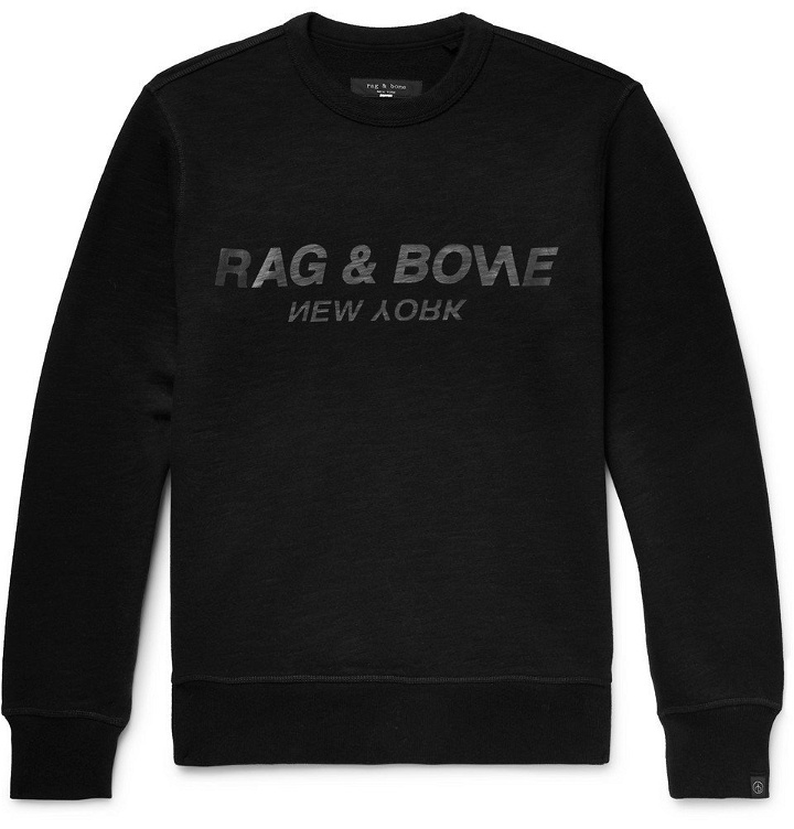 Photo: rag & bone - Logo-Print Loopback Cotton-Jersey Sweatshirt - Black