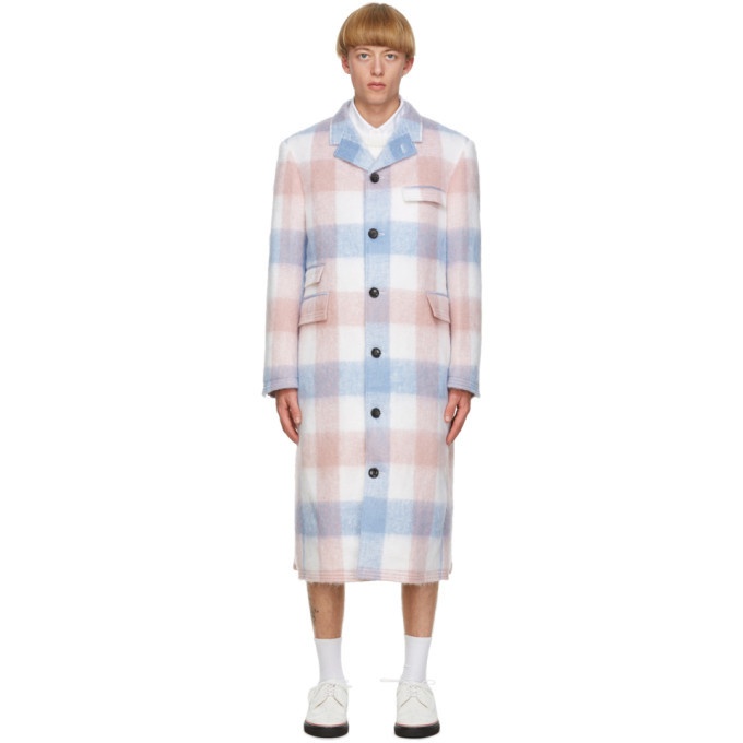 Photo: Thom Browne Blue and Pink Mohair Chesterfield Coat