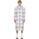 Thom Browne Blue and Pink Mohair Chesterfield Coat