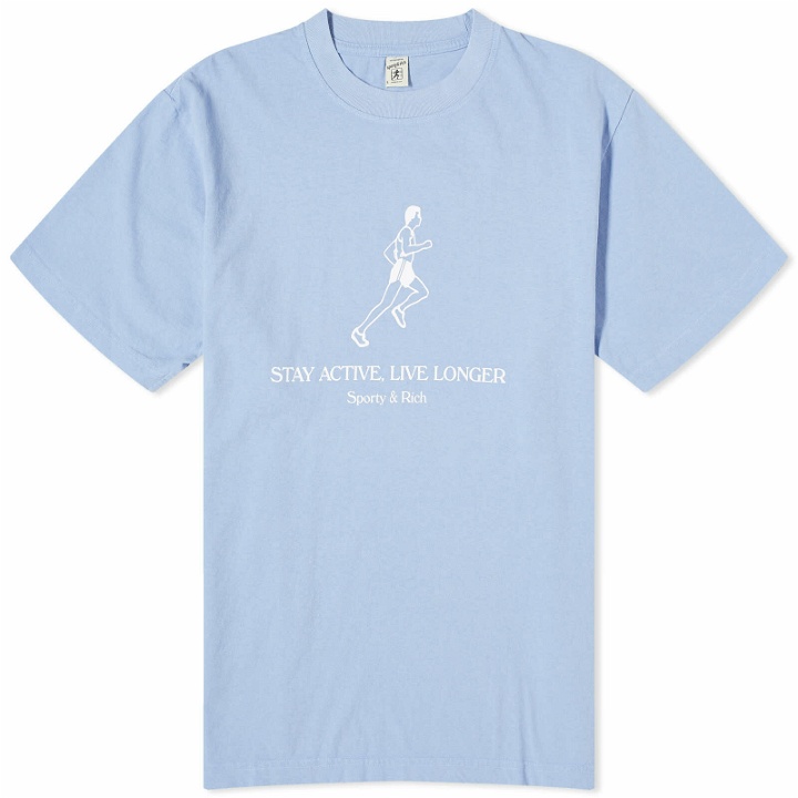 Photo: Sporty & Rich Live Longer T-Shirt in Periwinkle