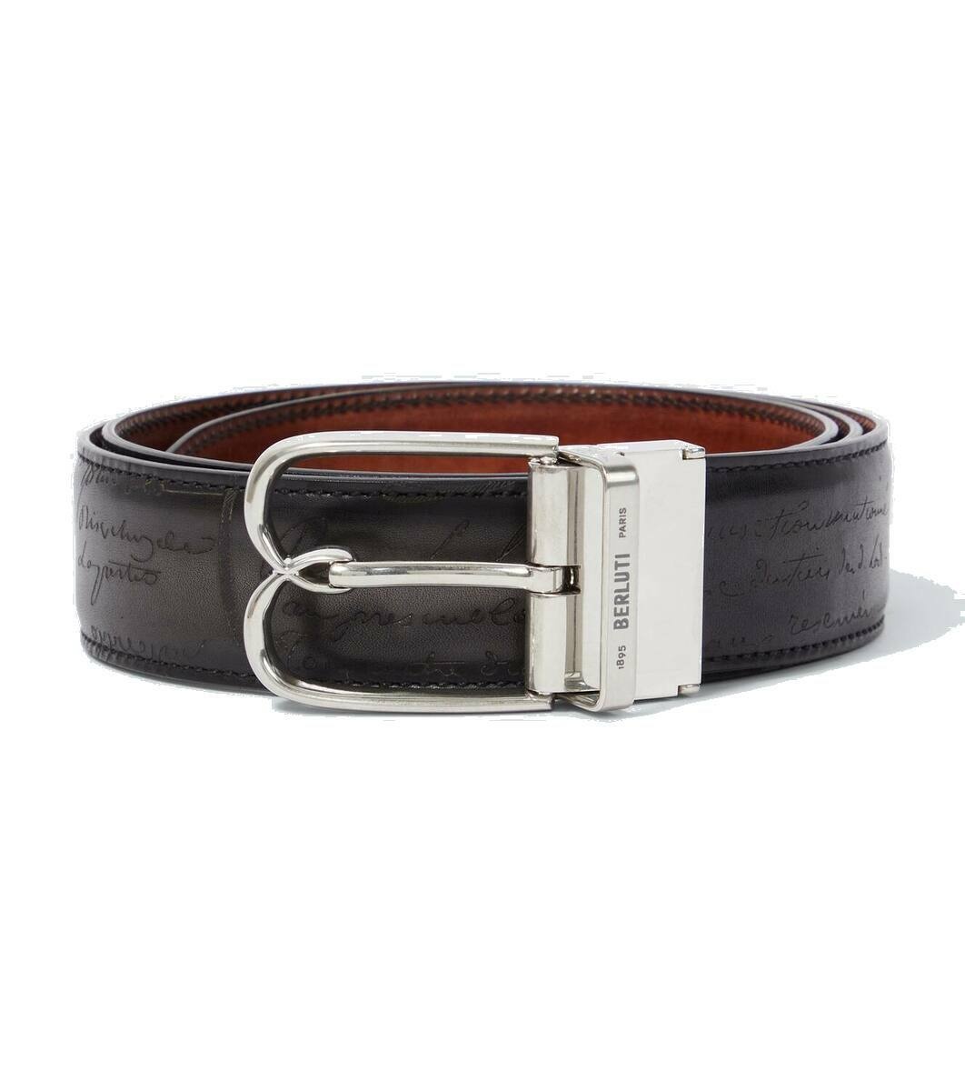 Photo: Berluti B Volute Scritto reversible leather belt