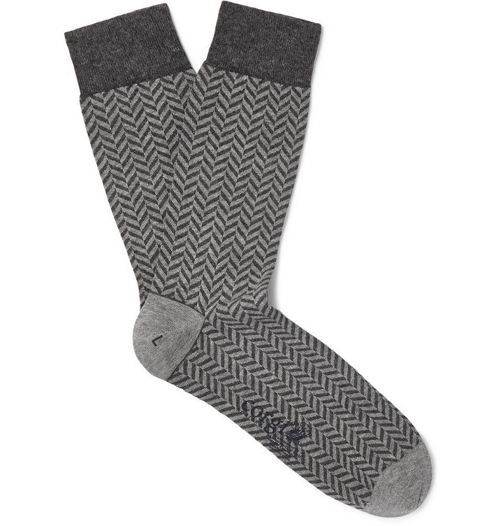 Photo: Kingsman - Herringbone Cotton-Blend Socks - Gray