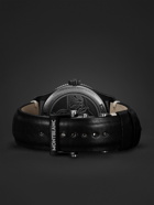 Montblanc - 1858 Geosphere Limited Edition Automatic 42mm Distressed Stainless Steel and Leather Watch, Ref. No. 128257