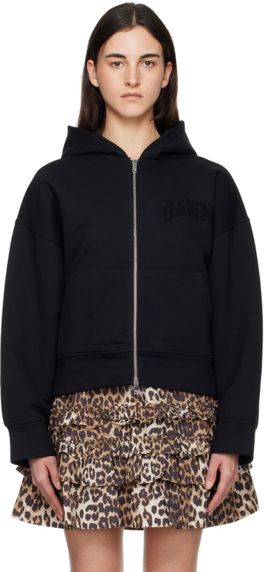 Photo: GANNI Black Two-way Zip Hoodie