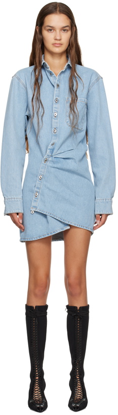 Photo: Off-White Blue Twisted Denim Minidress