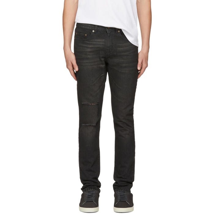 Photo: Saint Laurent Black Holes Low-Waisted Skinny Jeans 