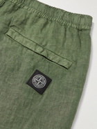 Stone Island - Straight-Leg Logo-Appliquéd Linen Bermuda Shorts - Green