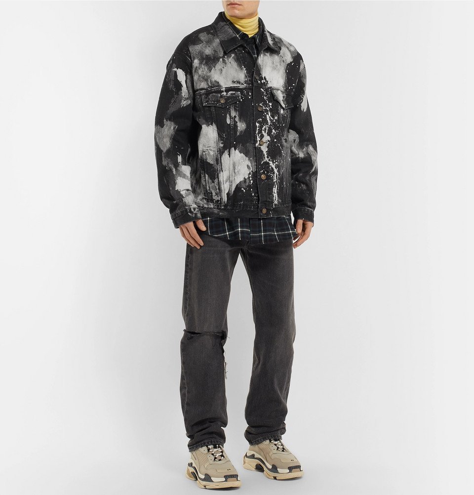 Balenciaga - Oversized Bleached Denim Jacket - Men - Black