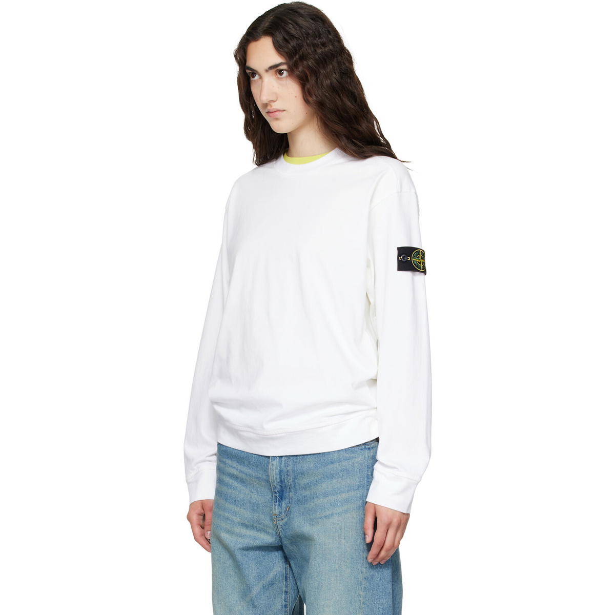 Stone Island White 6100057 Heavy Organic Cotton Jersey Sweatshirt