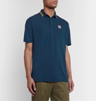 Z Zegna - Contrast-Tipped Logo-Appliquéd TECHMERINO Wool Polo Shirt - Blue
