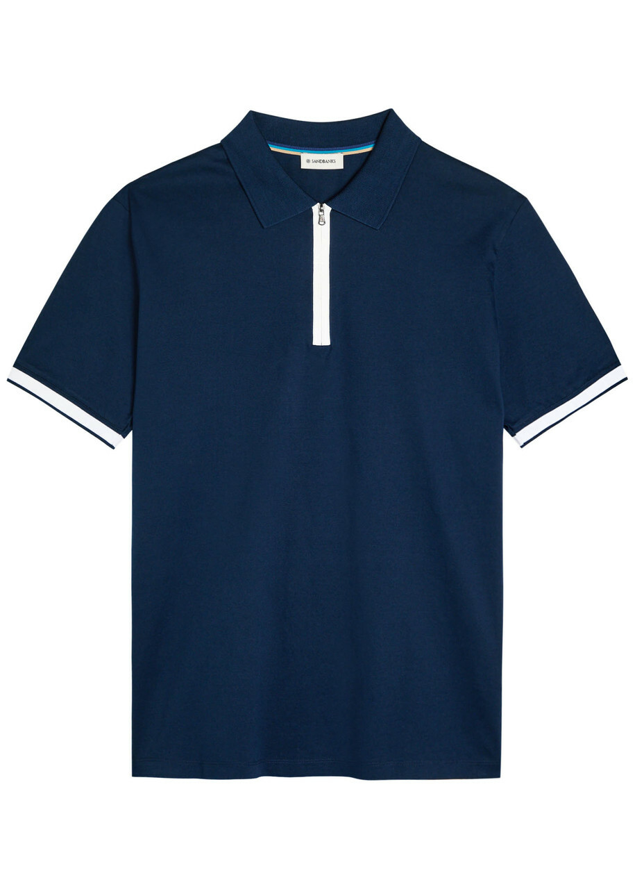 Sandbanks Logo Cotton Polo Shirt Navy