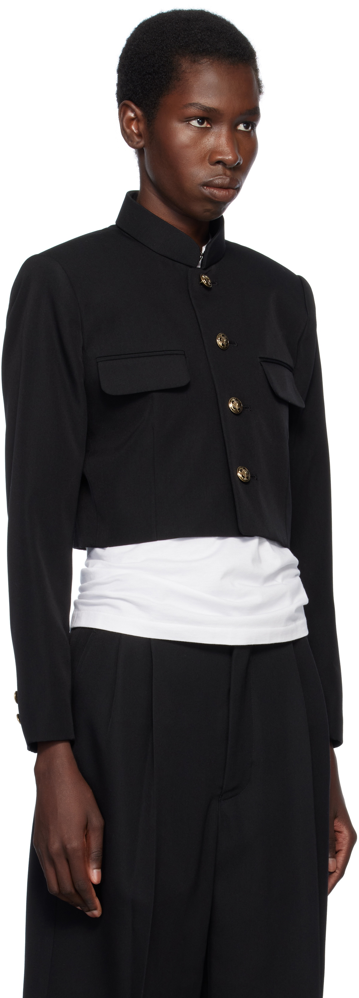 Comme des Garçons Girl Black Wool & Polyester Doeskin Blazer