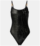 Versace Croc-effect velvet bodysuit