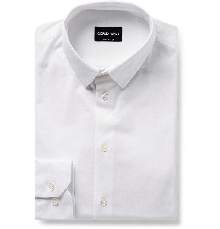 Photo: Giorgio Armani - White Cotton-Jersey Shirt - Men - White