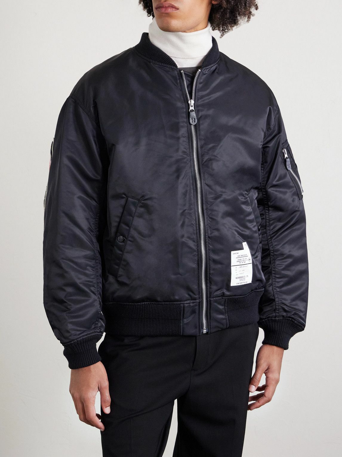Neighborhood - MA-1 Appliquéd Padded Twill Bomber Jacket - Black