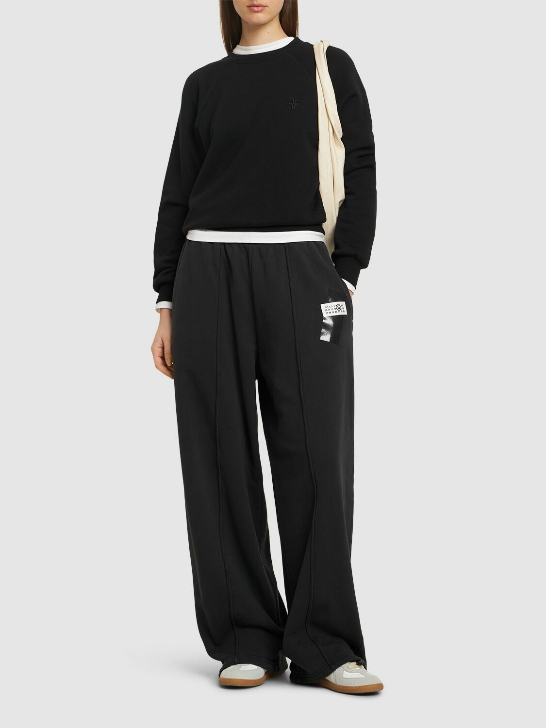 MM6 Maison Margiela: Blue Basic Jersey Long-Sleeved T-shirt
