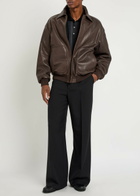 Calvin Klein Quilted Leather Jacket Brown