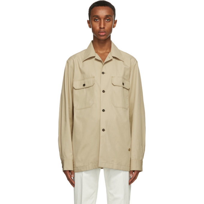 Photo: Dunhill Beige Cotton Twill Over Shirt