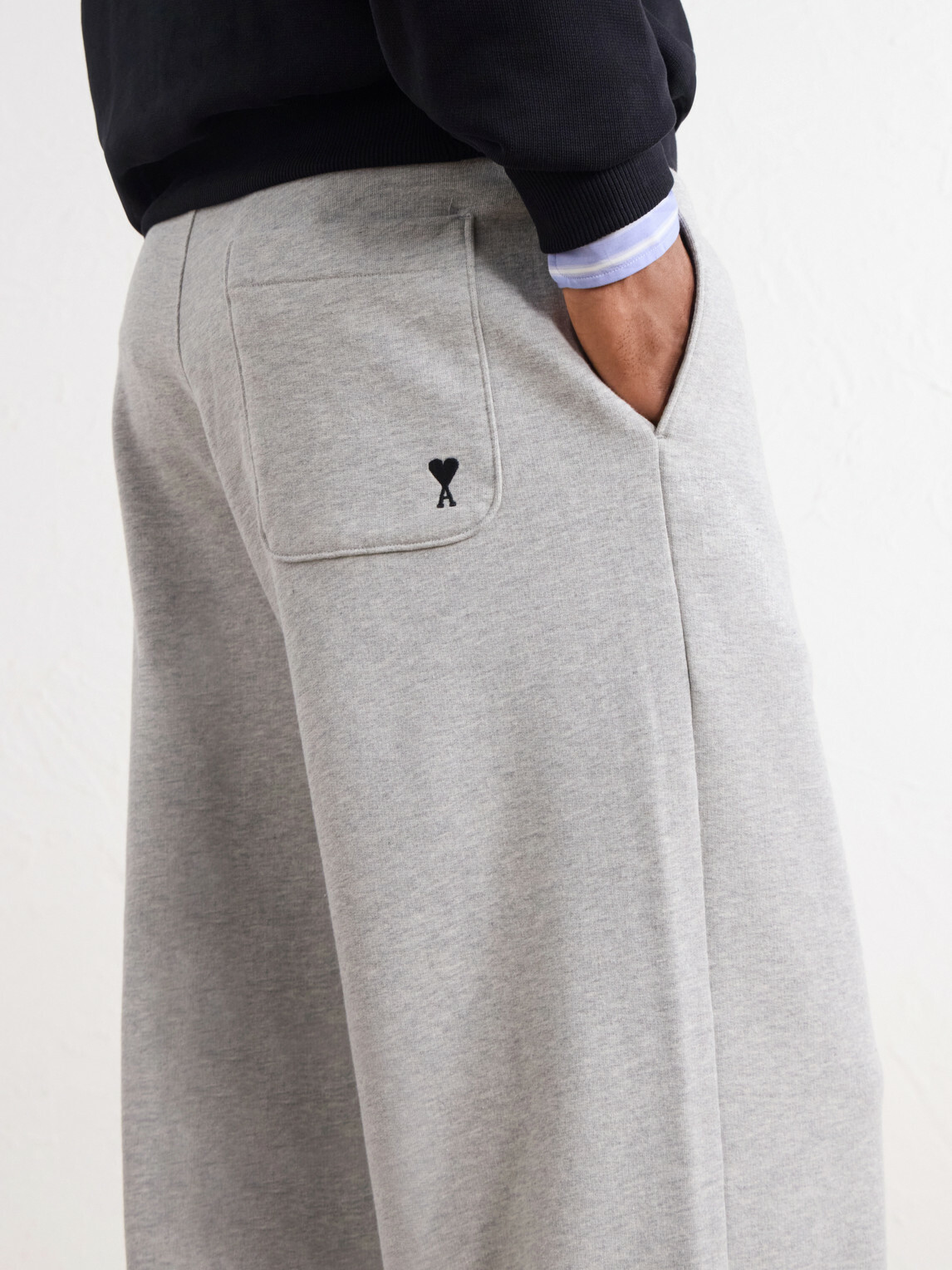 AMI PARIS - Straight-Leg Cotton-Blend Jersey Sweatpants - Gray
