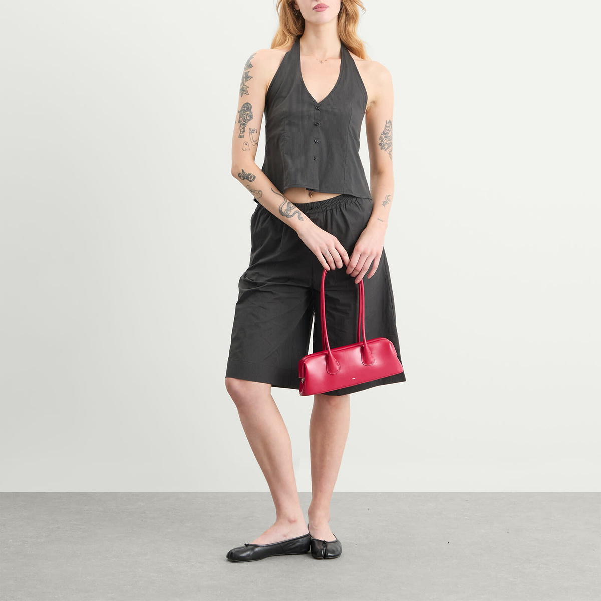 Deiji Studios Women's Long Lounger Shorts in Black Stripe