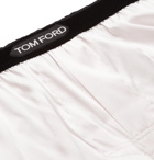 TOM FORD - Velvet-Trimmed Stretch-Silk Satin Boxer Shorts - Neutrals