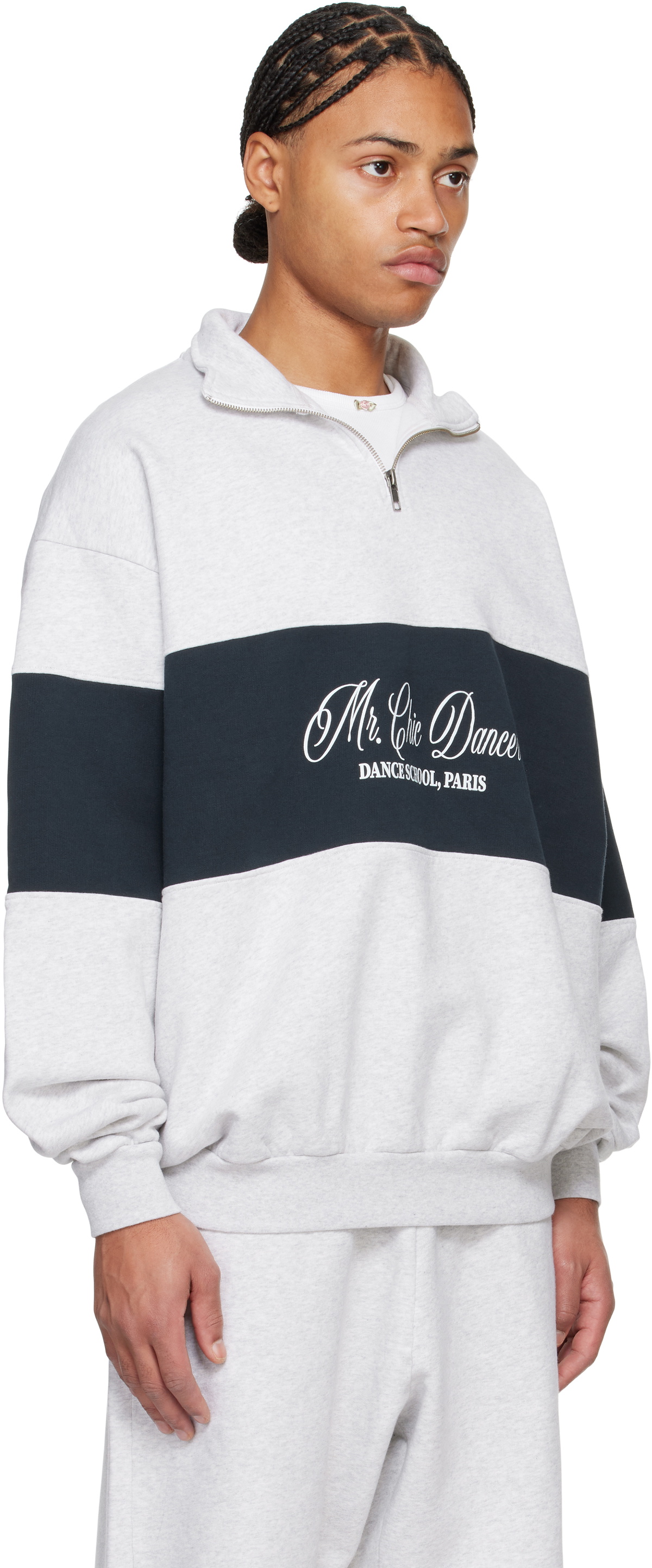 ABRA Gray & Navy School Zipped Sweatshirt