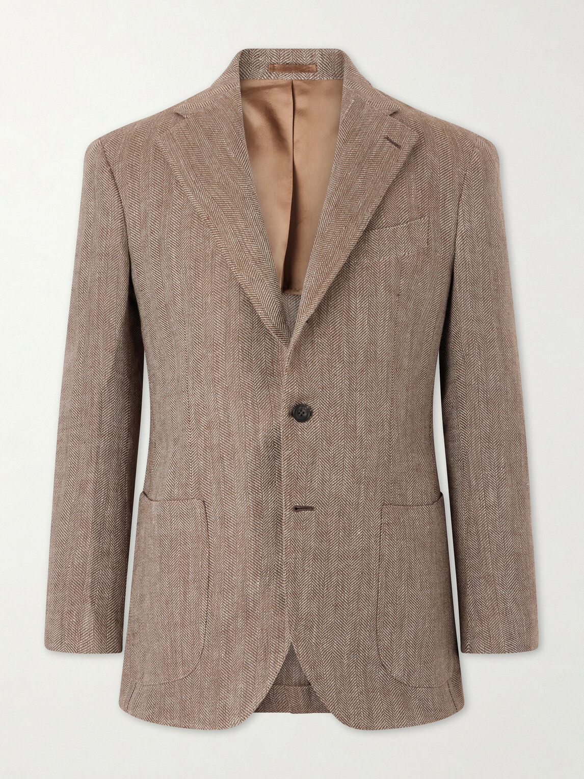 J. Mueser - Herrinbone Linen Blazer - Brown
