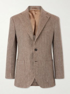 J. Mueser - Herrinbone Linen Blazer - Brown