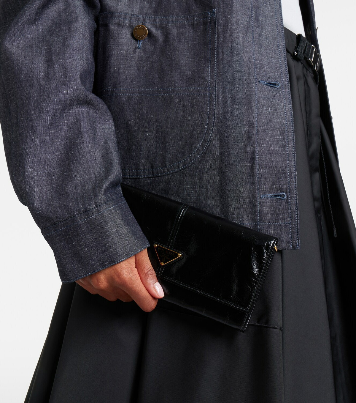Prada Logo leather pouch with strap