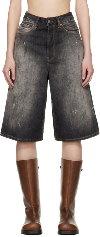 Photo: Acne Studios Black Loose Fit Denim Shorts
