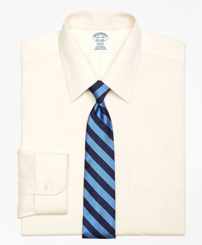 Photo: Brooks Brothers Men's Regent Regular-Fit Dress Shirt, Non-Iron Point Collar | Ecru