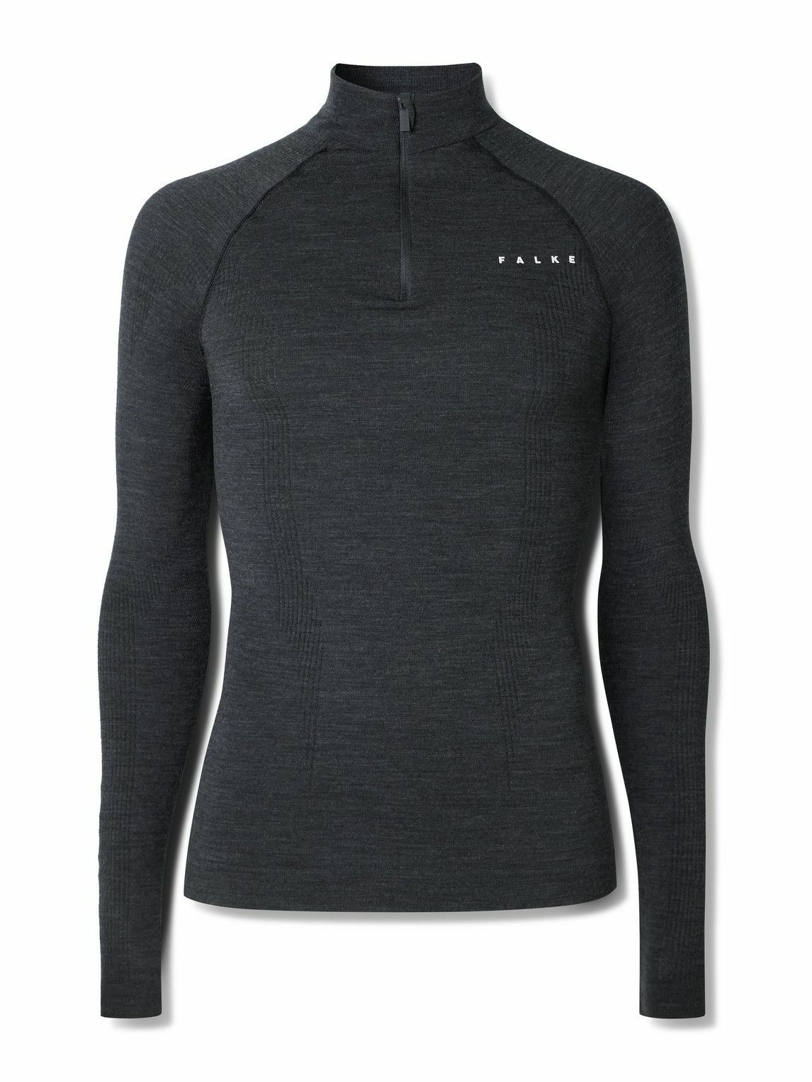 Falke - Printed Virgin Wool-Blend Half-Zip Ski Base Layer - Black