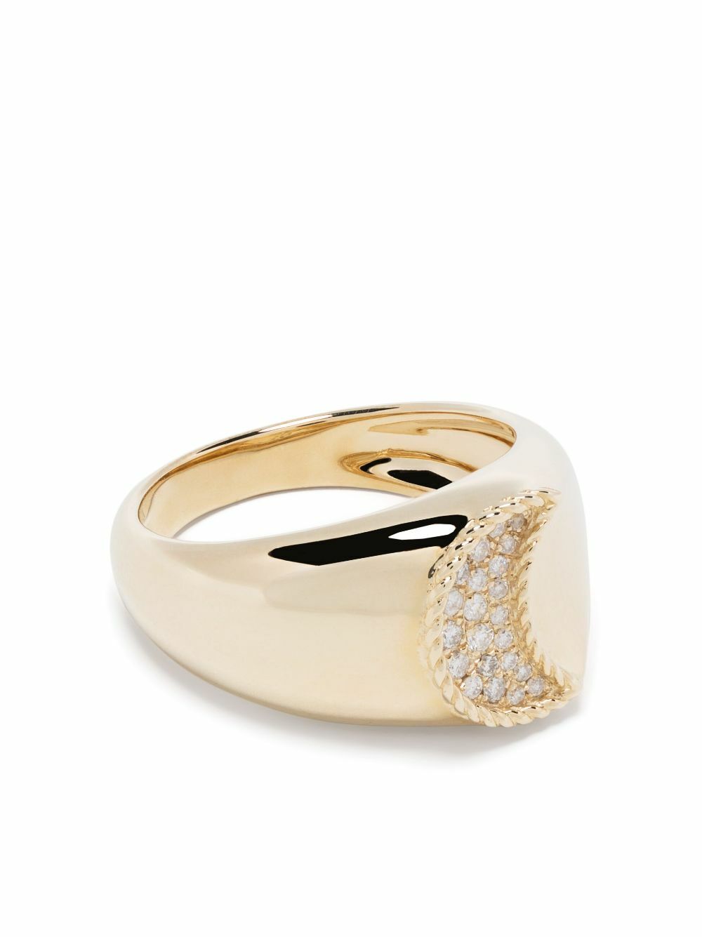 Yvonne Léon 9K Yellow Gold Chevaliere Lune Diamond Ring