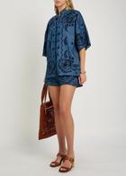 Zimmermann Aster Embroidered Denim Shirt Blue