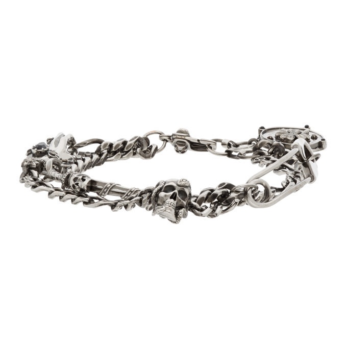 Photo: Alexander McQueen Silver Safety Pin and Medallion Chain Bracelet