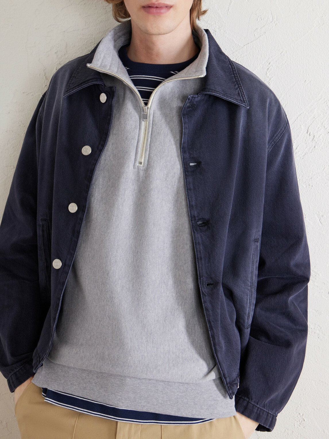 Kaptain Sunshine - Suvin Cotton-Jersey Half-Zip Sweatshirt - Gray